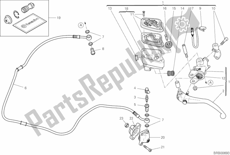 Todas as partes de Controle De Embreagem do Ducati Diavel 1260 S Brasil 2020